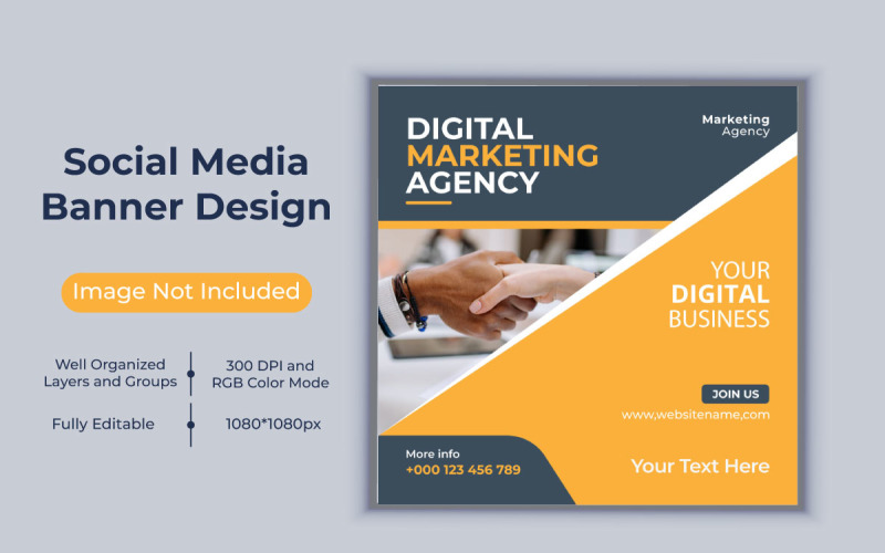 Kreativní nápad šablona digitální marketingové agentury pro sociální média příspěvek a banner