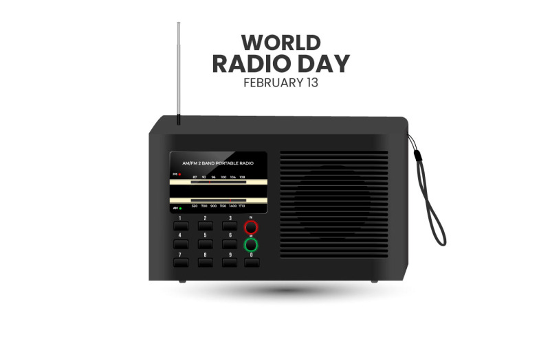 Vector world radio day with realistic radio design concept illustration