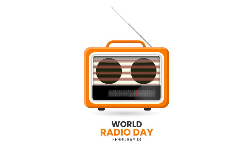 вектор Всесвітній день радіо з реалістичною концепцією дизайну радіо