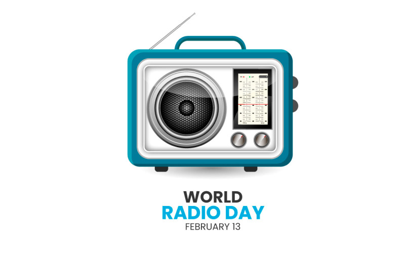 Всесвітній день радіо з реалістичним радіо дизайн концепції ілюстрації в плоских стилі, ізольовані концепції