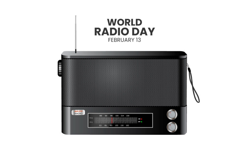 world radio day in a geometric style concept