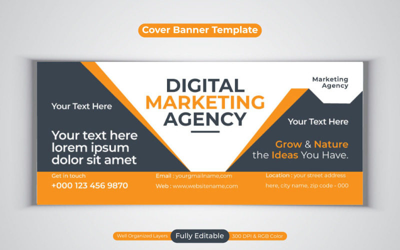 Agentur für digitales Marketing Facebook Cover Business Banner Design Vector Template
