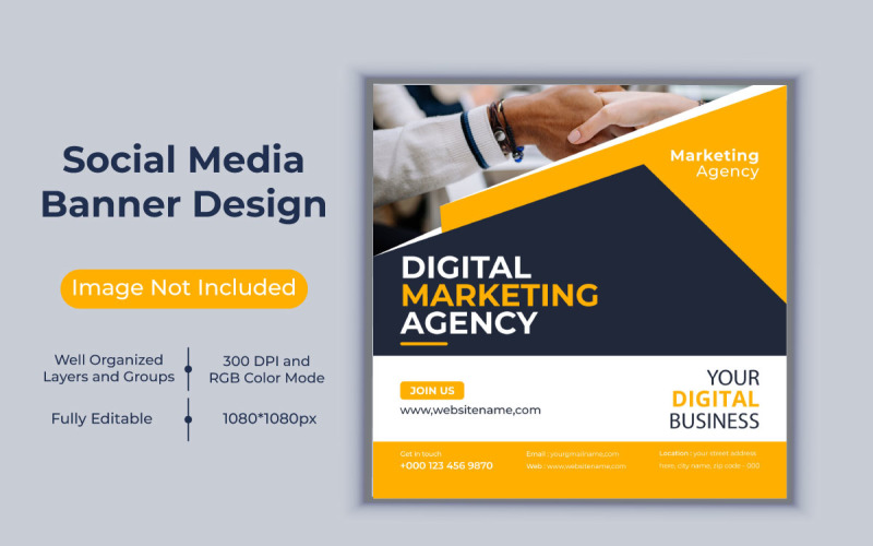 Corporate Digital Marketing Agency Social Media Post Web Banner Design Vector Template