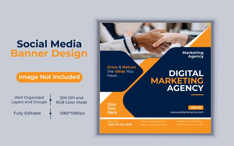 Creative New Idea Digital Marketing Agency Šablona Sociální Media Post a Vektor Banner