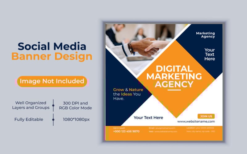 Creative New Idea Digital Marketing Agency Template Social Media Post Vector Banner Design