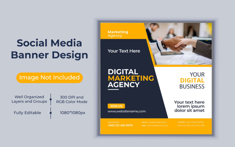 Firemní digitální marketingová agentura Sociální média Post Business Banner Vector Template