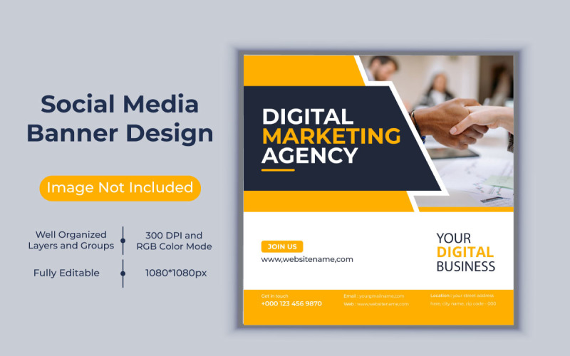 Firemní digitální marketingová agentura Sociální média Post Web Business Banner Design vektorové šablony