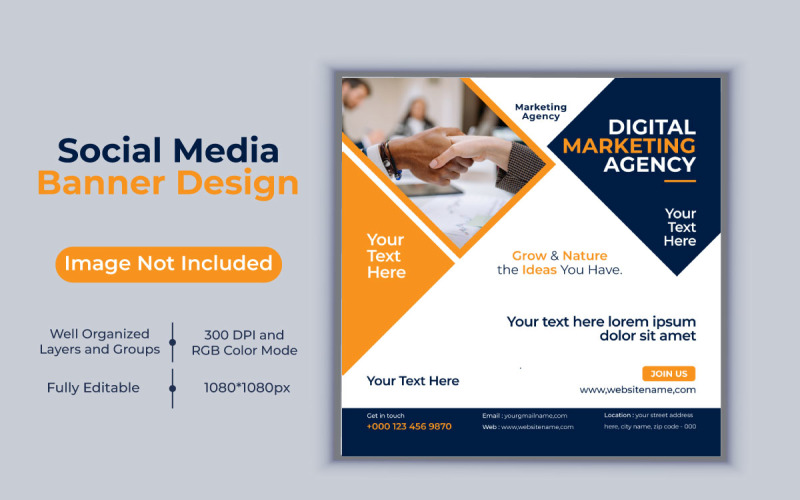 Idea creativa Agencia de marketing digital Plantilla vectorial Banner de publicación en redes sociales
