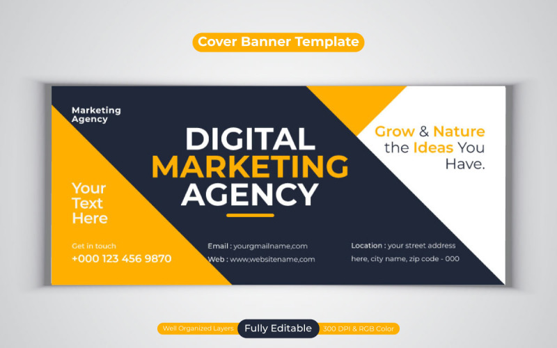 Idea creativa Agencia de marketing digital profesional Diseño vectorial para banner de portada de Facebook