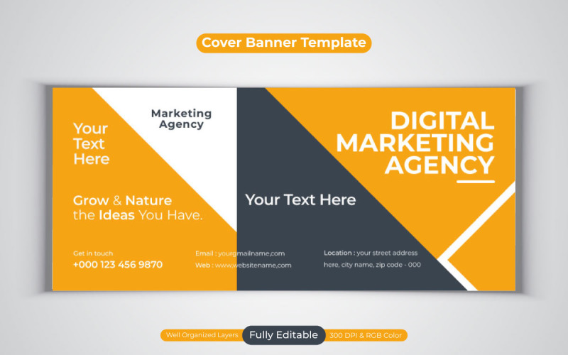 Idea creativa Nuovo modello di agenzia di marketing digitale professionale Design per banner di copertina di Facebook