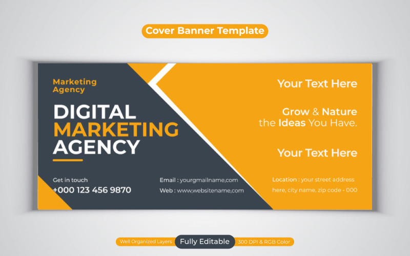 Kreative Idee Professionelle Agentur für digitales Marketing Vektorvorlage für Facebook-Cover-Banner