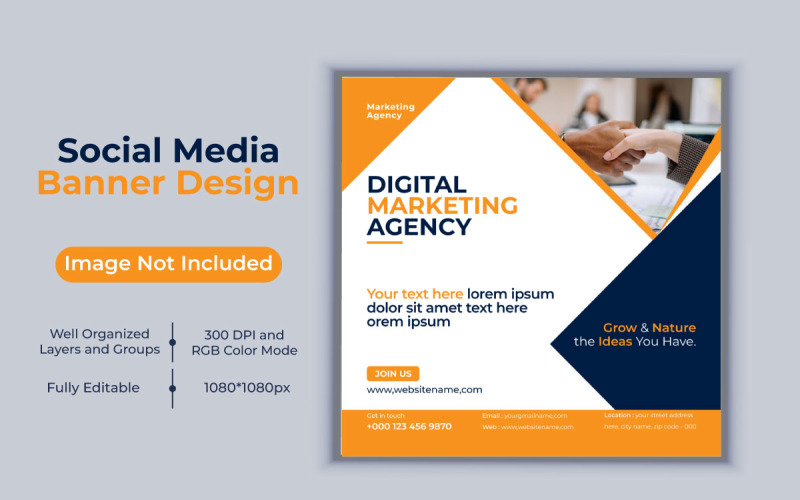 Kreativní digitální marketingová agentura vektorové šablony sociálních médií příspěvek a banner design