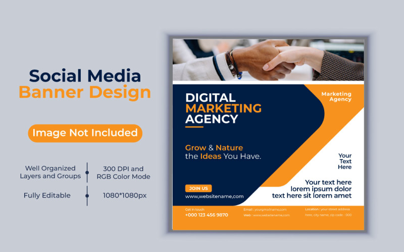 Kreativní nová digitální marketingová agentura vektorové šablony sociální média příspěvek a banner design