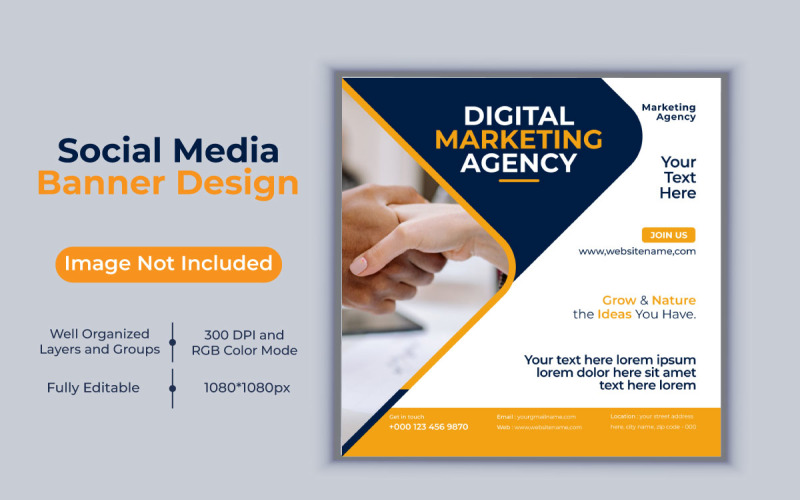 Kreativní nová šablona banneru digitální marketingové agentury pro příspěvek na sociálních sítích