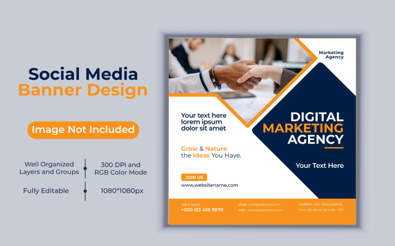 Креативный дизайн шаблона агентства цифрового маркетинга для публикации в социальных сетях