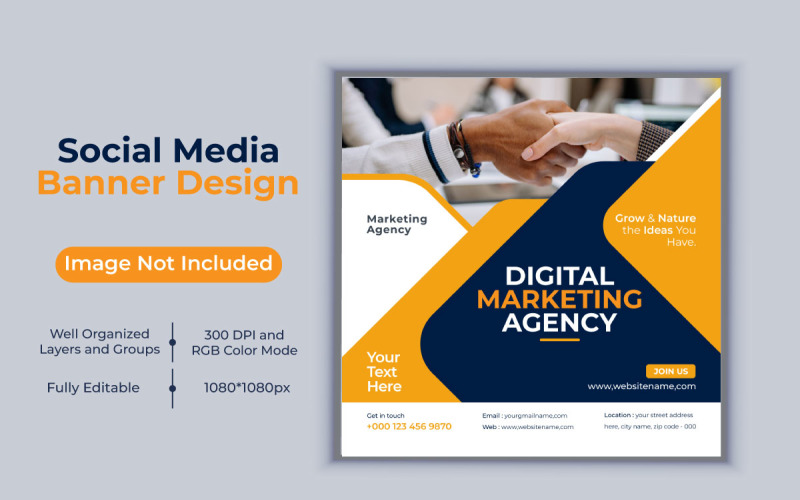 Nouvelle idée créative Modèle d'agence de marketing numérique Conception de publication et de bannière sur les médias sociaux