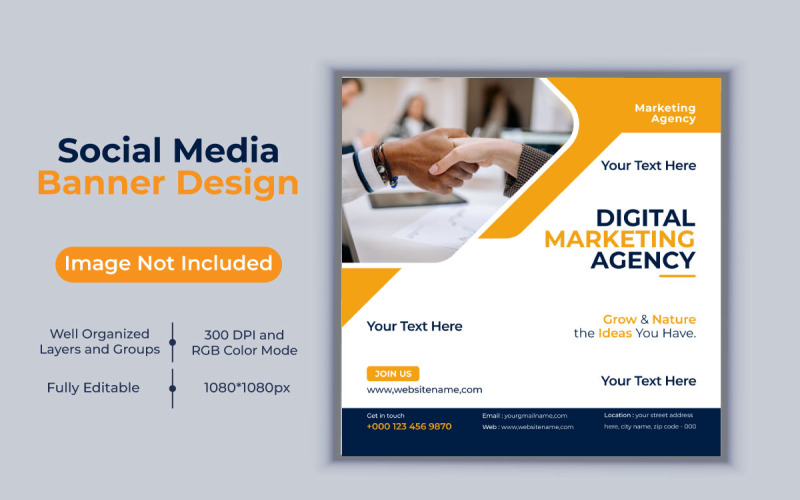 Nuevo diseño creativo de banner de agencia de marketing digital para publicación en redes sociales