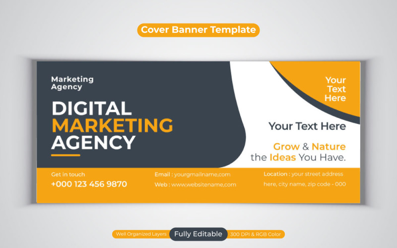 Nuevo diseño de plantilla de agencia de marketing digital de idea creativa para banner de portada de Facebook