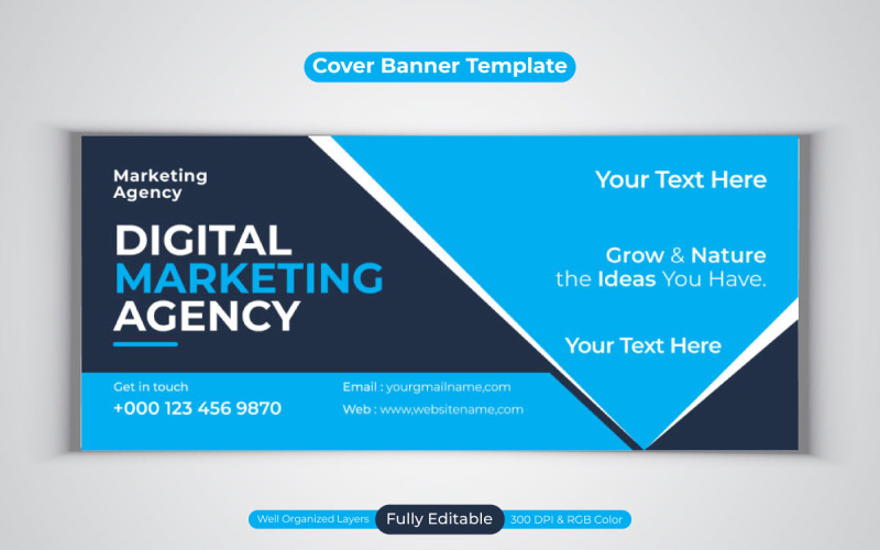 Creativo nuevo diseño de vector de agencia de marketing digital profesional para banner de portada de Facebook