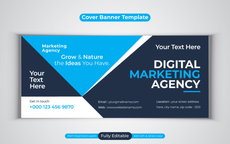 Diseño de vectores de agencia de marketing digital profesional creativo para banner de portada de Facebook