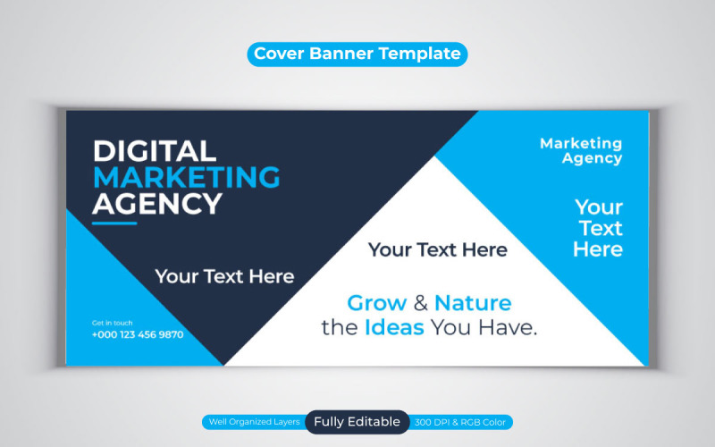 Kreatives neues professionelles digitales Marketingagentur-Vorlagendesign für Facebook-Cover-Banner