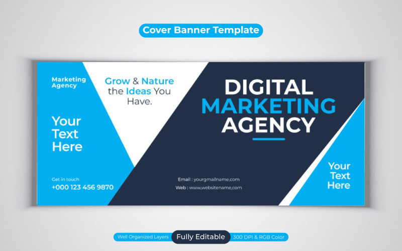 Neue professionelle Agentur für digitales Marketing Facebook-Cover-Banner-Vorlagendesign