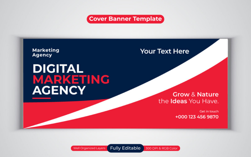 Neues professionelles Digital-Marketing-Agentur-Social-Media-Banner für Facebook-Cover-Vorlage