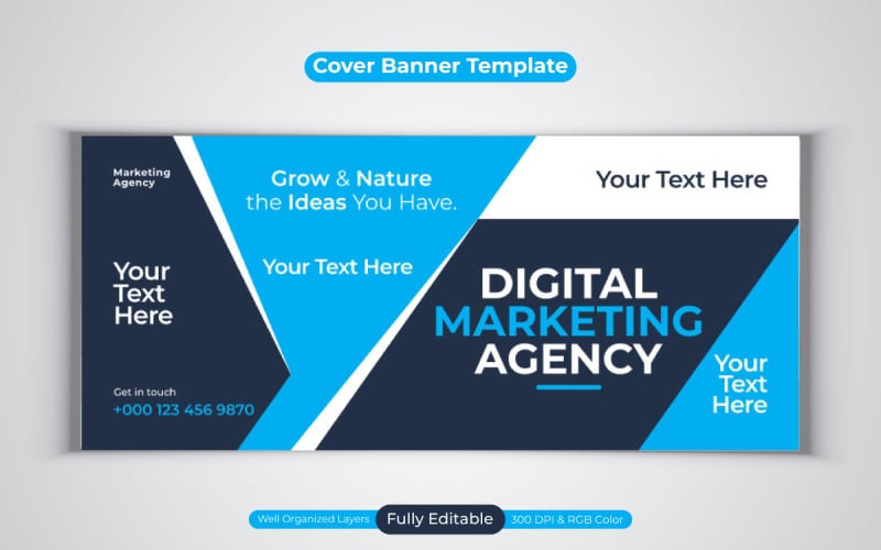 Neues professionelles Facebook-Cover-Banner-Design der Agentur für digitales Marketing