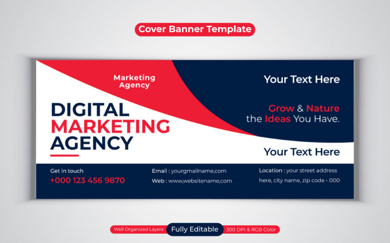 Neues professionelles Social-Media-Banner der Agentur für digitales Marketing für Facebook-Cover-Design