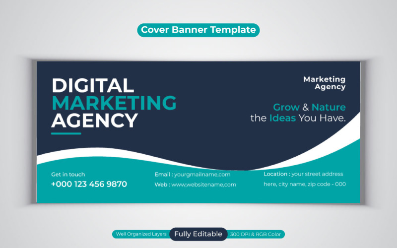 Neues Social-Media-Banner der Agentur für digitales Marketing für Facebook-Cover-Designvorlage