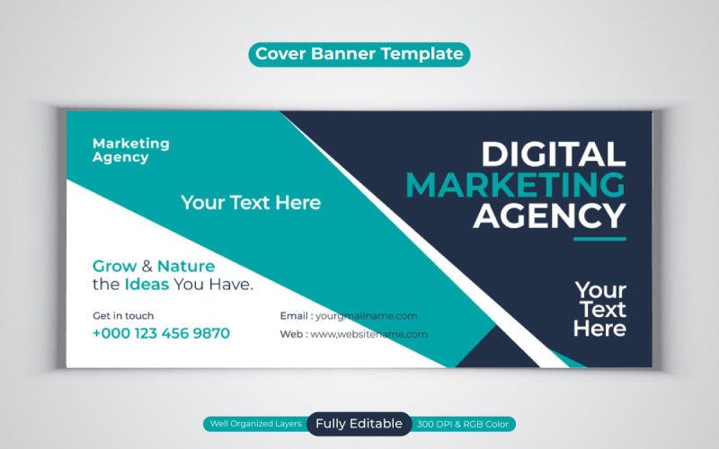 New Digital Marketing Agency Social Media Vector Banner For Facebook Cover Template
