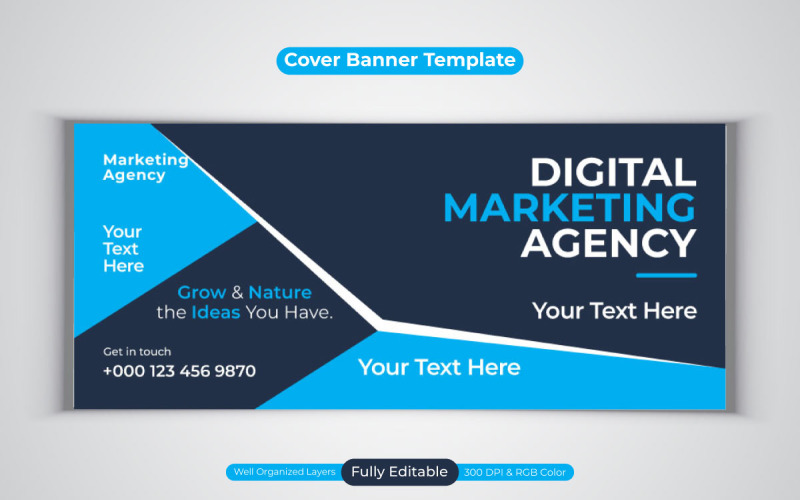 New Professional Digital Marketing Agency Template Design For Facebook Cover Banner