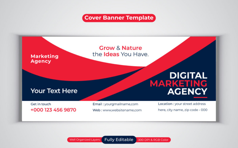 Nieuwe professionele digitale marketingbureau Social Media Banner voor Facebook Cover Template Design