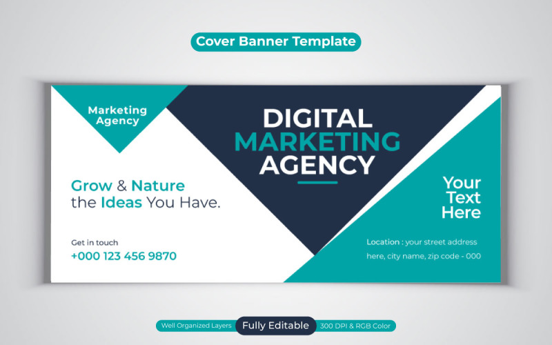 Profesionální digitální marketingová agentura Sociální Media Banner šablona pro Facebook Cover