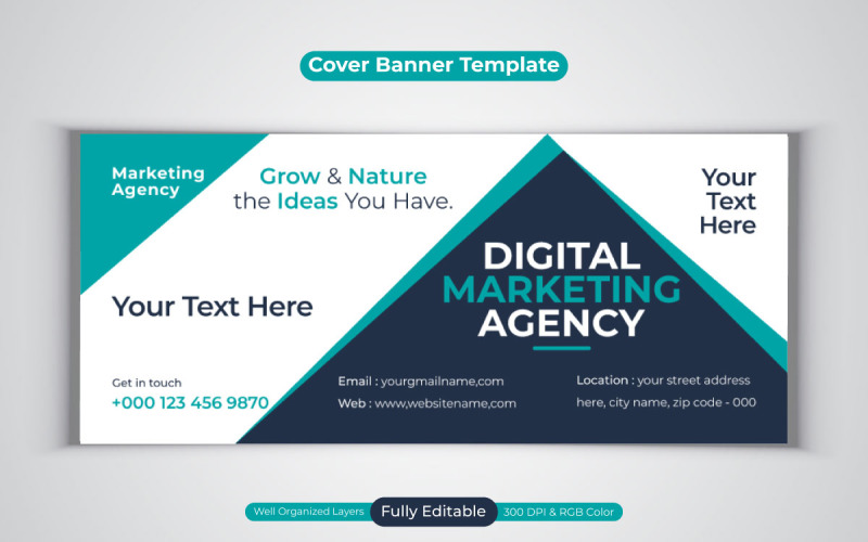 Professionelle Agentur für digitales Marketing Social-Media-Banner-Design für Facebook-Cover-Vorlage