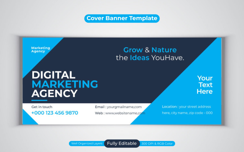 Professionelle Agentur für digitales Marketing Vorlagendesign für Facebook-Cover-Banner