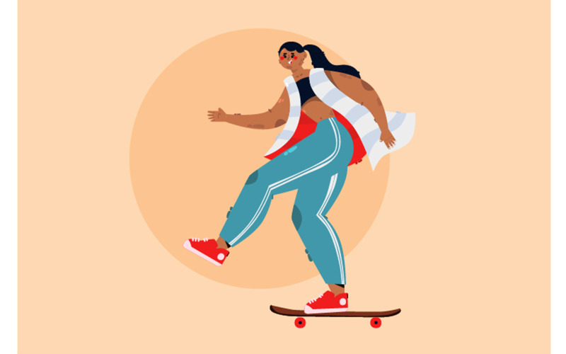 Teenager cool dívka s skateboard ilustrace