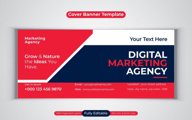Design professionale di banner aziendali per agenzie di marketing digitale per la copertina di Facebook