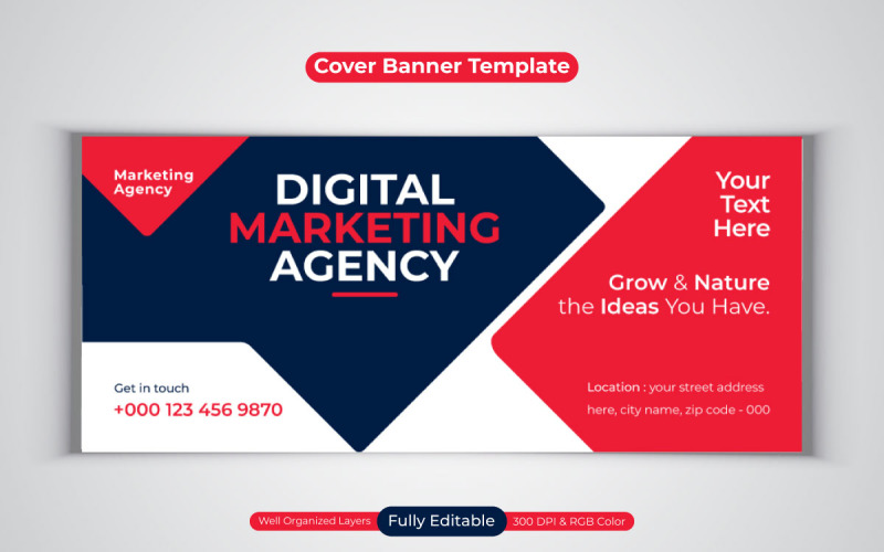 Neues professionelles Digital-Marketing-Agentur-Business-Banner-Design für Facebook-Cover