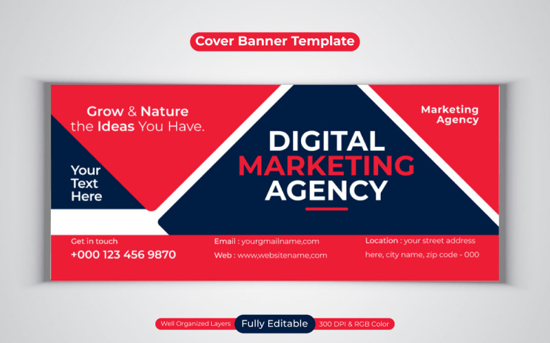 Neues professionelles Digital-Marketing-Agentur-Business-Banner für Facebook-Cover-Design-Vorlage