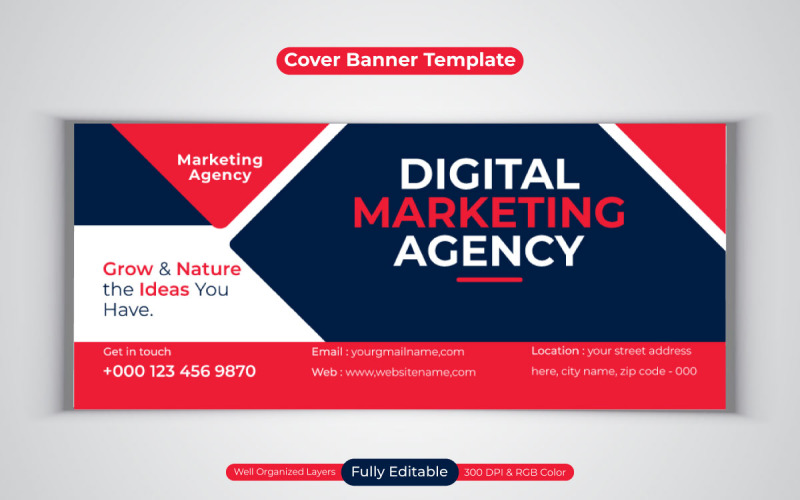 New Professional Digital Marketing Agency Business Banner For Facebook Cover Template Design