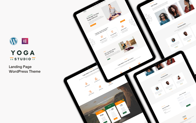 Page de destination WP personnalisée de Yoga Studio