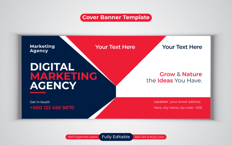 Professionelle Agentur für digitales Marketing Business-Banner für Facebook-Cover-Design-Vorlage