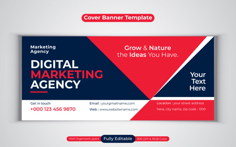 Professionelle Agentur für digitales Marketing Business Banner für Facebook-Cover-Design