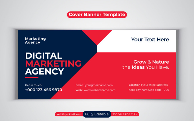 Professionelle Digital-Marketing-Agentur Business-Banner-Design-Vorlage für Facebook-Cover
