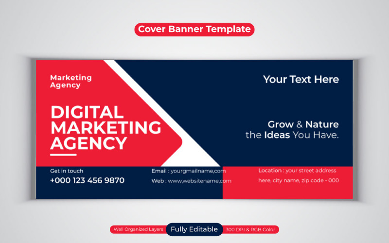 Professionelle Digital-Marketing-Agentur Business-Banner-Vorlage für Facebook-Cover-Design