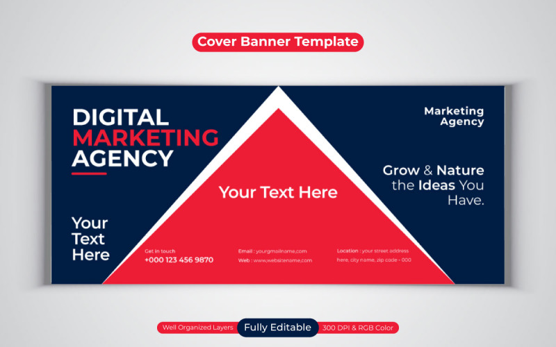 Professionelles neues Social-Media-Banner-Design der Agentur für digitales Marketing für Facebook-Cover-Vorlage