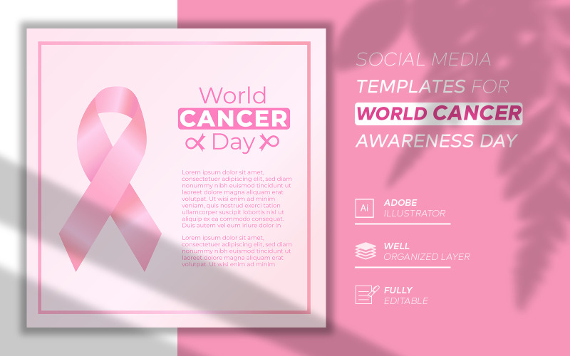 Шаблон социальных сетей для Всемирного дня борьбы с раком молочной железы