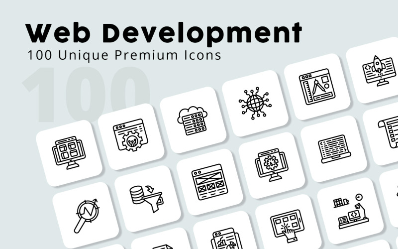 Iconos de contorno únicos de desarrollo web