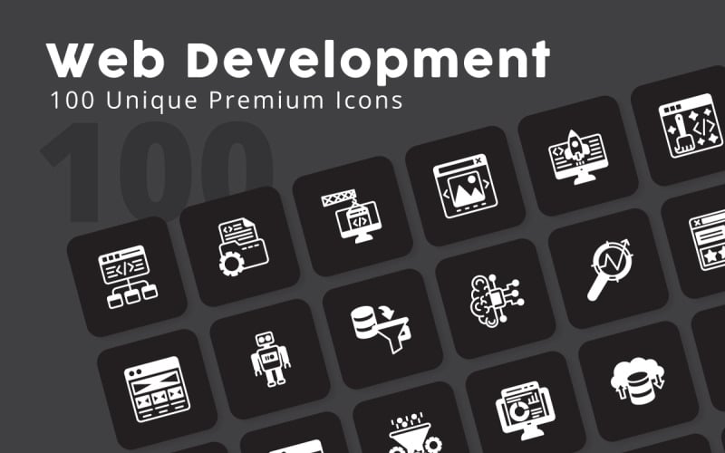 Iconos de glifos únicos de desarrollo web